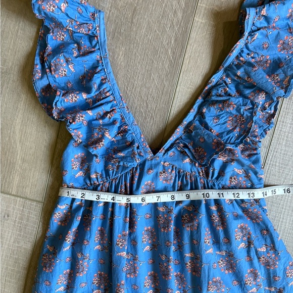 Mango Blue and Pink Ruffled Mini Dress - Picture 4 of 7